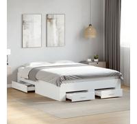 Vidaxl Bed Frame With Drawers Without Mattress White 135X190 Cm Double