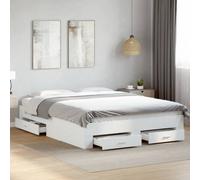 (white, 140 x 200 cm) vidaXL Bed Frame with Drawers Bed Base Grey Sonoma 140x200 cm Engineered Wood