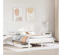 Bed Frame with Drawers White150x200 cm King Size Solid Wood Pine vidaXL