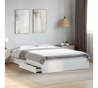 Vidaxl Bed Frame With Drawers Without Mattress White 150X200 Cm King Size
