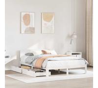 vidaXL Bed Frame with Drawers without Mattress White 150x200 cm King Size