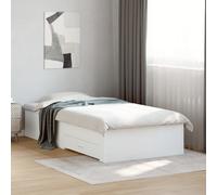 Bed Frame White 75x190 cm Engineered Wood with Storage Drawers Small Single Slim [EEK: A]