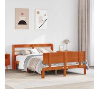 vidaXL Bed Frame with Headboard 2 pcs Wax Brown Solid Pine Wood