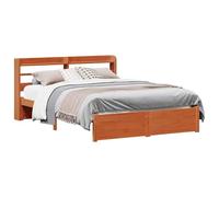 vidaXL Bed Frame with Headboard 2 pcs Wax Brown Solid Pine Wood, Modern Wooden Bed Frame, Rectangular Design, Durable Pinewood, Compact Sleep Solution for Stylish Bedroom Organization