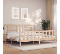 vidaXL Bed Frame with Headboard 200x200 cm Solid Wood 02 UK HOT