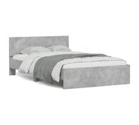 vidaXL Bed Frame with Headboard and LED Concrete Grey 140x200 cm