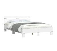 (white, 135 x 190 cm) vidaXL Bed Frame with Headboard and LED Bed Base Bedstead Matress Foundation