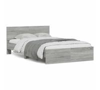 Vidaxl Bed Frame With Headboard And Led Grey Sonoma 135X190 Cm Double