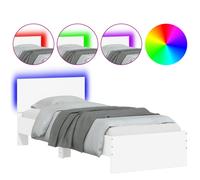 vidaXL Bed Frame with Headboard and LED Lights Bad Base White 90x190 cm Single
