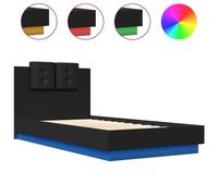 vidaXL Bed Frame with Headboard and LED Lights Black 75x190 cm Small Single