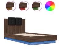 Vidaxl Bed Frame With Led Without Mattress Brown Oak 90X190 Cm Single