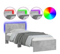 vidaXL Bed Frame with Headboard and LED Lights Concrete Grey 90x190 cm Single