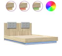 vidaXL Bed Frame with Headboard and LED Lights Sonoma Oak 150x200 cm King Size