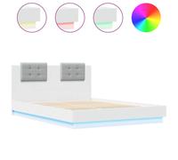 vidaXL Bed Frame with Headboard and LED Lights White 150x200 cm King Size
