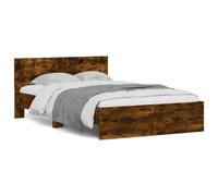 vidaXL Bed Frame with Headboard and LED Smoked Oak 120x200 cm