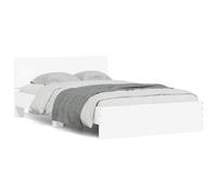 Vidaxl Bed Frame With Headboard And Led White 120X190 Cm Small Double