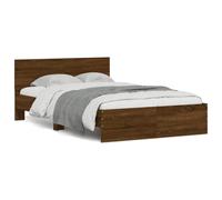 vidaXL bed frame with headboard and rgb led lighting - engineered wood/brown oak, 120x200 cm double bed for bedroom
