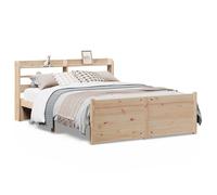 vidaXL Bed Frame with Headboard Bed Base 135x190 cm Double Solid Wood Pine