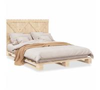 vidaXL Bed Frame Without Mattress With Headboard 140X200 cm Solid Wood, Brown