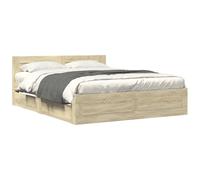vidaXL Bed Frame with Headboard, Bed Base for Bedroom, Mattress Foundation for D