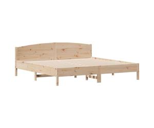 vidaXL Bed Frame with Headboard, Bed Base for Bedroom, Mattress Foundation for Double, Bedstead, 180x200 cm Super King Solid Wood Pine