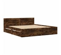 vidaXL Bed Frame with Headboard Bed Base Smoked Oak King Size Engineered Wood