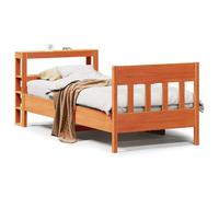vidaXL Bed Frame with Headboard Bed Base Wax Brown 100x200 cm Solid Wood Pine