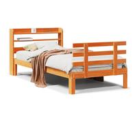 vidaXL Bed Frame with Headboard Bed Base Wax Brown 100x200 cm Solid Wood Pine
