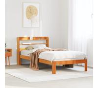 vidaXL Bed Frame with Headboard Bed Base Wax Brown 100x200 cm Solid Wood Pine