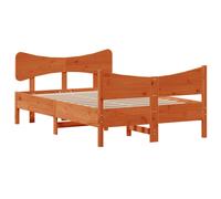 vidaXL Bed Frame with Headboard Bed Base Wax Brown 120x200 cm Solid Wood Pine