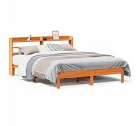 vidaXL Bed Frame with Headboard Bed Base Wax Brown 135x190 cm Solid Wood Pine