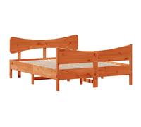 vidaXL Bed Frame with Headboard Bed Base Wax Brown 140x190 cm Solid Wood Pine