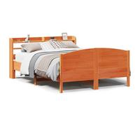 vidaXL Bed Frame with Headboard Bed Base Wax Brown 160x200 cm Solid Wood Pine