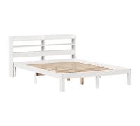 vidaXL Bed Frame with Headboard Bed Base White 140x190 cm Solid Wood Pine
