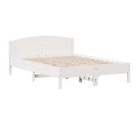 Bed Frame with Headboard Base White 140x200 cm Solid Wood Pine vidaXL