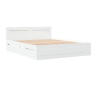 vidaXL Bed Frame with Headboard Bed Base White 160x200 cm Engineered Wood
