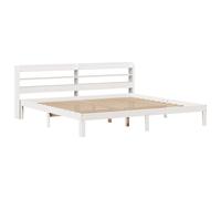 vidaXL Bed Frame with Headboard Bed Base White 200x200 cm Solid Wood Pine