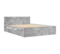 vidaXL Bed Frame with Headboard Bed Concrete Grey 120x200 cm Engineered Wood