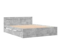 vidaXL Bed Frame with Headboard Bed Concrete Grey 160x200 cm Engineered Wood