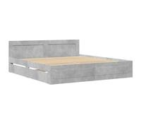 vidaXL Bed Frame with Headboard without Mattress Concrete Grey 180x200 cm Super King