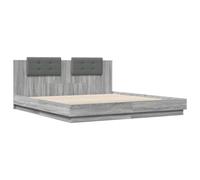 vidaXL Bed Frame with Headboard Bed Grey Sonoma 200x200cm Engineered Wood
