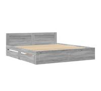 vidaXL Bed Frame with Headboard without Mattress Grey Sonoma 180x200 cm Super King