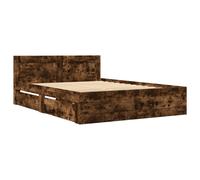 vidaXL Bed Frame with Headboard Bed Smoked Oak 140x190 cm Engineered Wood