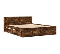 vidaXL Bed Frame with Headboard Bed Smoked Oak 160x200 cm Engineered Wood