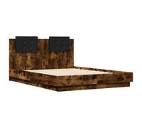 vidaXL Bed Frame with Headboard Bed Smoked Oak Small Double Engineered Wood