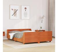 vidaXL Bed Frame with Headboard Bed Wax Brown Small Double Solid Wood Pine