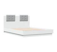 vidaXL Bed Frame with Headboard, Engineered Wood, White 135x190 cm Double