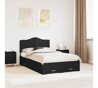 vidaXL Bed Frame with Headboard Black 135 x 190 cm Composite Wood Bedroom Rectangular Modern Comfortable Design for Style and Functionality with Furniture for All Rooms