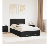 vidaXL Bed Frame with Headboard Black 135 x 190 cm Engineered Wood