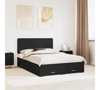 vidaXL Bed Frame with Headboard Black 140 x 190 cm Engineered Wood